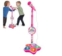 Micrófono para niños pequeños con soporte - Juego de karaoke ajustable para niños, micrófono vocal iluminado | Soporte para micrófono de juguete con efectos de sonido, regalos musicales para niñas