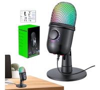 Micrófono para PC, micrófono de condensador USB - Micrófono de juego con iluminación RGB - Micrófono profesional para PC, micrófono USB para ordenador para podcast, canto, grabación, micrófono condens