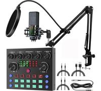 Microfono Pc Karaoke Mesa de Mezclas Dj Microfono Streaming, Sicomne Paquete de Equipo Podcast Mesa Dj Controladora Tarjeta de Sonido Externa Interfaz Audio Mixer Mezclador Microfone Gaming Youtube