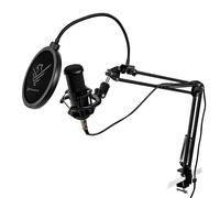 Phoenix Micrófono Condensador Profesional de Estudio | Micrófono Articulado con Soporte | Sonido Nítido para Podcast, Streaming, Grabación y Voz | USB/3.5 mm Compatible