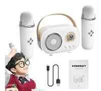 Micrófono portátil con altavoz de karaoke, pequeño karaoke con dos micrófonos, micrófono portátil para adultos con cable de carga para viajes