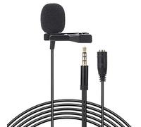 Micrófono portátil con Mini Clip, Cable de 1.5 Metros, Enchufe de 3.5 mm para computadoras, cámaras, teléfonos, micrófono de Solapa Doble, para entrevistas y transmisiones Dobles en Vivo