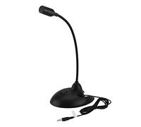 Micrófono portátil, cuello de cisne flexible, micrófono de pie, micrófono estéreo de karaoke para reuniones de oficina, chat de voz en línea, red de computadora (negro)