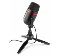 Micrófono Power Dynamics PCM100 USB cardioide con trípode y luz LED