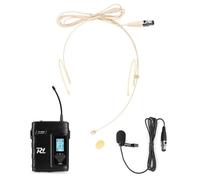 Power Dynamics 220BP Pack de micrófono inalámbrico de diadema y solapa para sistemas PD220, 160 canales, micrófonos de solapa y diadema, indicador de batería, conector 3,5 mm, alimentación de pilas AA