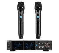 Power Dynamics PD522 - Sistema micrófono inalámbrico UHF con 2 micrófonos de Mano, 100 Canales, Pantalla LCD, batería Recargable, Salida XLR y Estuche rígido, Uso sin Licencia en Europa