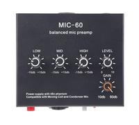 Micrófono Preamplificador de Micrófono, Ganancia de 60dB 48V Potencia Fantasma Preamplificador de Micrófono Dinámico con 3 Entrada para la Grabación de (Enchufe de la UE)