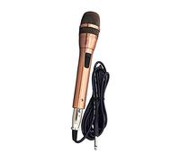 Micrófono profesional con cable micrófono karaoke bobina móvil de metal micrófono de mano con interruptor y XLR a cable de 1/4 pulgadas, oro rosa, fácil de conectar y usar