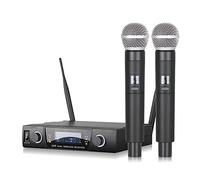 Micrófono profesional de doble sistema de micrófono inalámbrico Karaoke Mic cardioide dinámico micrófono de mano para partido escenario actuaciones micrófono inalámbrico