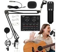 Micrófono Profesional - Equipo de grabación de transmisión en, Suministros de Audio intuitivos, Audio Duradero para Escenario de Estudio | Grabación de micrófono Conjunto para Cantantes d