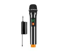 Micrófono recargable inalámbrico profesional UHF karaoke micrófono universal de mano de metal para cantar, cardioide, fácil de conectar y usar (cantidad: uno), gris