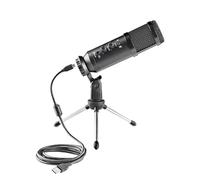 Micrófono unidireccional USB con trípode, Ideal para grabaciones de Audio y Uso en Streaming y podcasting.