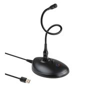 Micrófono USB de cuello de cisne con silencio de un solo toque, captación de sonido de 360° para uso profesional
