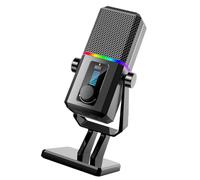 Micrófono USB multifuncional con reducción de ruido, micrófono de computadora con luz para portátil y consolas, micrófono de estudio