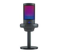 Micrófono USB para juegos de PC, iluminación de color, micrófono de botón de silencio, condensador con perilla, base sólida, micrófono tipo C