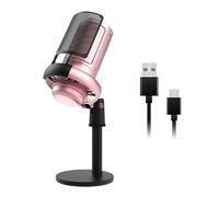 Micrófono USB para juegos de PC, iluminación de color, micrófono de botón de silencio, condensador con perilla, base sólida, micrófono tipo C