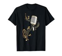 Micrófono Vintage con Notas Musicales y Clave de Sol. Camiseta