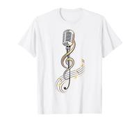 Micrófono Vintage con Notas Musicales y Clave de Sol. Camiseta