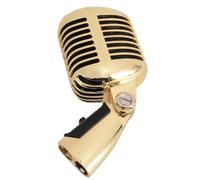 Micrófono Vintage, Micrófono Dinámico de Estilo Retro, Estante Giratorio Autotensor de Aleación de Zinc, Micrófono Vocal Dinámico Retro para Fiesta KTV (Gold)