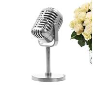 Micrófono vocal dinámico retro - Accesorios de micrófono retro, modelo de micrófonos de estilo vintage con soporte | Antiguo micrófon cardioide unidireccional para decoraciones de mesa de escenario d