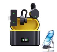 Micrófono Wireless : construcción compacta con DUI de Carga y Pantalla Digital, Clip Oculto para grabación Estable, un transmisor Dos receptores | Herramienta práctica para transmitir conferen