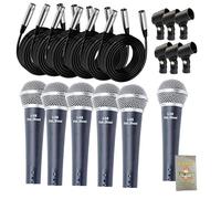 Micrófonos cardioides con XLR Cables de micrófono y clips (6 unidades) por la grasa toad|dynamic Handheld, unidireccional para grabación de estudio, escénico en vivo cantando, DJ, karaoke|pro Audio 20 ft cables de micrófono, 3 pines alambre