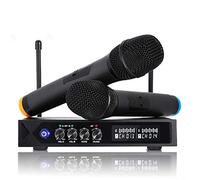 Micrófonos Inalámbrico Profesional Portátil, Receptor de Micrófono inalambrico Dual LCD para TV, Fiesta de Karaoke, KTV, Lugares de Entretenimiento, Boda y Reunión -un par