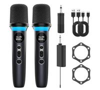 Microfonos inalambricos, Dual Handheld Microfone System with One-Touch Mute, Dynamic RGB Lighting, 40-Hour Battery Life & 200-Foot Range, Ideal for Karaoke, Weddings, Parties. Wireless Microphone
