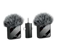 Micrófonos inalámbricos, micrófono Lavalier 3 en 1 con cancelación de ruido, micrófono de 3, 5 mm, paquete de 2 mini con pantalla LED para entrevistas, ASMR, vídeo y podcasting Asmr