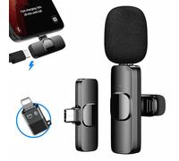 Micrófonos inalámbricos, micrófono Lavalier inalámbrico para iPhone/iOS/Android, micrófono Bluetooth Plug-Play, micrófono con reducción de ruido de 3 niveles, sincronización automática para grabación,