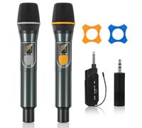Micrófonos inalámbricos, micrófonos duales profesionales UHF para karaoke, sistema de micrófono dinámico inalámbrico con receptor recargable, Plug and Play, voz, boda, iglesia, sistema PA