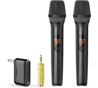 Micrófonos inalámbricos, sistema de micrófono dual UHF profesional, Plug and Play, incluye receptor de doble canal para karaoke, discurso, boda, iglesia, sistema PA