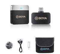 Micrófonos inalámbricos tipo C, BOYA BY-M1V3 2.4GHz sistema de micrófono inalámbrico digital con rango inalámbrico mono y estéreo de 60 m para dispositivos USB-C, smartphones, tabletas en vlogging