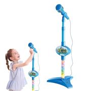 Micrófonos infantiles para voz, micrófono para niños, micrófono ajustable de pie para niños, máquina de karaoke con luces intermitentes de escenario, juguetes musicales, micrófono vocal para niños y