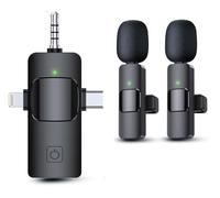 Micrófonos Lavalier inalámbricos 3 en 1 para iPhone, iPad, cámara y dispositivos Android, mini micrófono para grabación, micrófono de solapa con reducción de ruido, micrófono de clip para grabación de