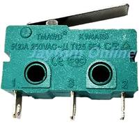 Microinterruptores, 5 uds., microinterruptor, brazo de palanca rodillo, SPDT, acción a presión, 5A, 250V, KW4A, NC-NO-C con polea, interruptor límite carrera 3 pines y 2(16mm Straight Handle)