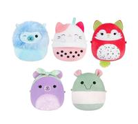 Micromallows Squishmallows Original Plush - Pack de 5 Unidades, diseño de Oso de Lavanda, Dragonfruit Fox, Calico Cat Boba Tea, Tapir, Alpaca