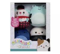 Micromallows Squishmallows Paquete de 4 Peluches Originales: Solenn Sushi, Preeti Slug, Ukee Clown y Dear Frog