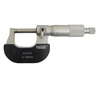 Micrómetro analógico de exteriores DIN 863, precisión de 0.01 mm, rango hasta 25 mm, ideal para medir diámetros exteriores de piezas.