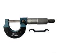 Micrómetro de 0-75 mm de diámetro exterior con graduación de 0,01 mm, micrómetro de escala de rosca de acero al carbono cromado satinado para medición de dimensiones externas (0-25 mm)