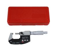 Micrómetro digital de tubo de 0 a 25 mm, micrómetro exterior de yunque de doble bola con punta redonda de carburo, IP64 impermeable, precisión de 0.001 mm, medidor de medición electrónico, para