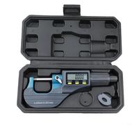 Micrómetro digital exterior 0-25 mm, para resolución de 0,001 mm, aleación de endurecimiento con parada de carraca, conmutación en pulgadas/métrica, yunque de bola para medición de tuberías