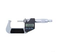 Micrómetro electrónico digital de precisión de 0.001 mm, pantalla LCD, conversión métrica, puntas de aleación endurecida, operación de tres botones, báscula mecánica de respaldo plateado (25-50 mm)
