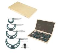 Micrómetro exterior 4 piezas 0-100 mm Micrómetros exteriores métricos Calibre de espesor Calibradores de medición con estuche