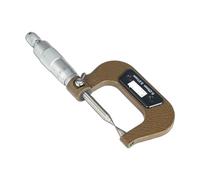 Micrómetro exterior de alta precisión con resolución de 0,01 mm, calibre de doble punta de carburo for medición del diámetro exterior de cuellos de broca, ranuras y chaveteros.