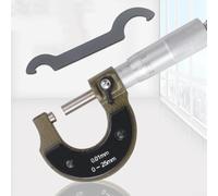 Micrómetro exterior métrico, herramienta de medición de micrómetro, rango de 0 a 25 mm, micrómetro de graduación de 0,01 mm, 2 calibradores externos métricos con llave