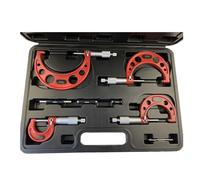 micrómetro, Juego de micrómetros exteriores de 0-25 mm, 50 mm, 75 mm y 100 mm con tope de trinquete estándar, rango de 0 a 100 mm, graduación de 0,01 mm (juego de 4 piezas)