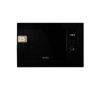 Microondas integrable EVVO MI35 Black, 25L de Capacidad, Grill 1000W, Puerta y Marcos Efecto Brillante, Multifunción, 8 Funciones, Temporizador 60 Minutos, Display Digital (Acabado Negro)