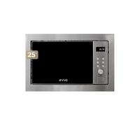 Microondas integrable evvo mi35 inox, 25l de capacidad, grill 1000w, puerta y marcos efecto brillante, multifunción, 8 funciones, temporizador 60 minutos, display digital (acabado inox)