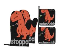 Microondas para Horno Soy Un T-Rex Imparable Antideslizantes Guantes De Horno Y Agarraderas Transpirable Guantes De Cocina para Pizza Microonda Juego De 4